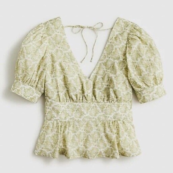 J. Crew V Neck Puff Sleeve Blouse Size 16 - Picture 4 of 9